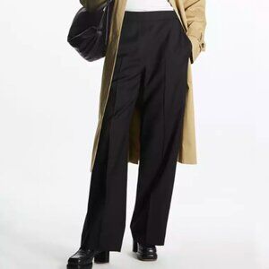 COS black wool pull on pants